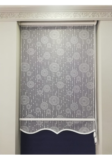 Perde Ay Desen Tül&Stor Çift Mekanizma Perde Etek Dil...