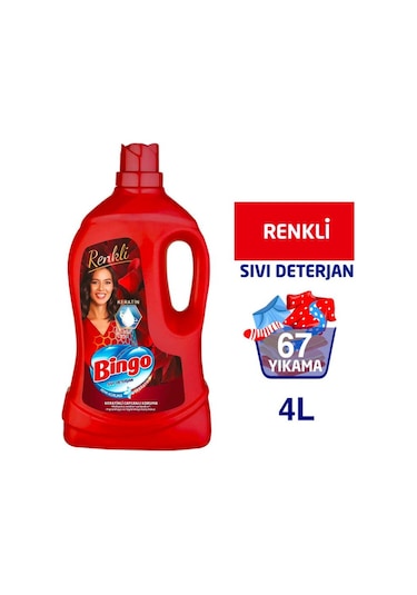 Bingo Renkliler için Sıvı Çamaşır Deterjanı 67 Yıkama 4 L
