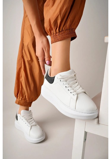 Luis A Costa Lc101 Beyaz Arka Siyah Bağcıklı Kadın Ayakkabı Renkli