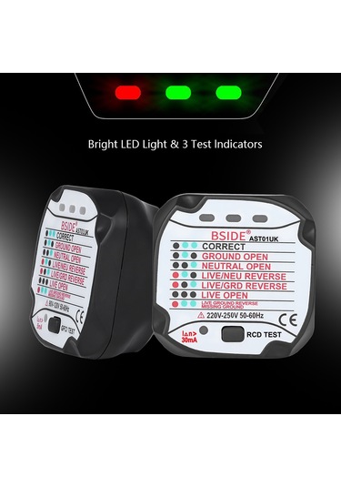 Lemestar Bsıde St01uk İngiliz Standardı Soket Test Cihazı - Rcd/gfcı Akıllı Polarity Ve Faz Testeri, Elektrik Güvenliği Kontrol Cihazı