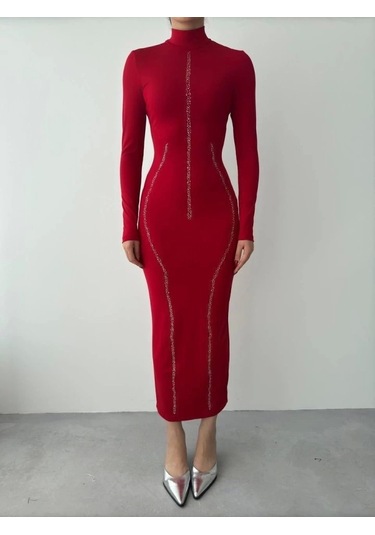 Ivo Taşlı Elbise Kırmızı