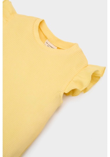 DeFacto Kız Bebek 2'li Takım Kısa Kollu Tişört Çiçekli Krinkıl Viskon Pantolon E7798A525SMYL142