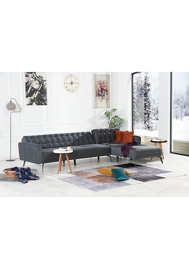 Bonn Yataklı Köşe Koltuk Takımı - Gri