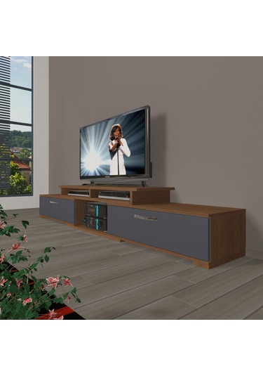 Decoraktiv Flex 130 Mdf Tv Ünitesi Tv Sehpası Ceviz - Antrasit