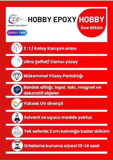3 Kg Hobi Epoxy/ Şeffaf Epoksi Reçine Ince Döküm Power Time Epoxy