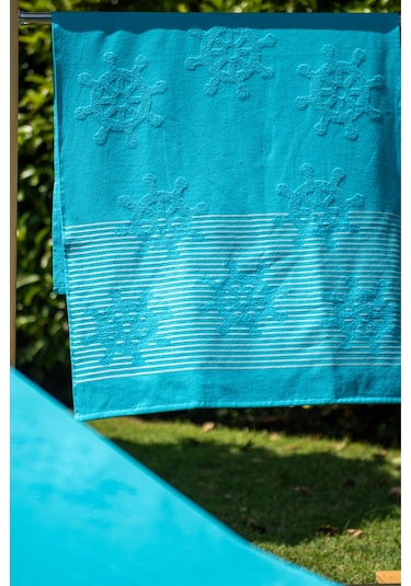 Menderes Home Cotton Collection Bukle Plaj Havlusu Çark Turkuaz
