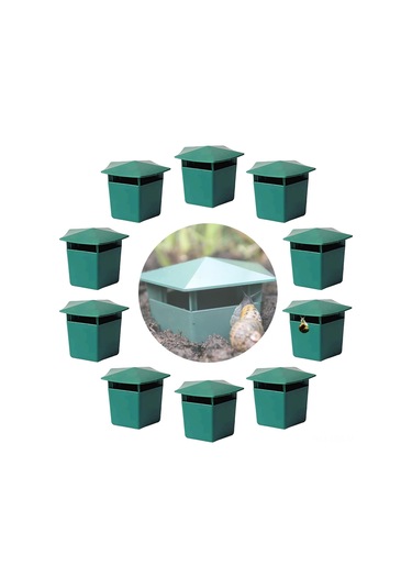 Hfambition 10 Adet Yeşil Plastik Bahçe Salyangoz Tuzağı - Ekofriendly Bitki Koruyucu, Kolay Kullanım, 20-50 M² Uygun