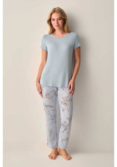 Suwen Mina Pijama Takımı Sh26639660348 Mavi