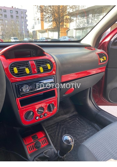 Opel Corsa C Combo Full Set Kırmızı Özel Renk Konsol Torpido Kaplama