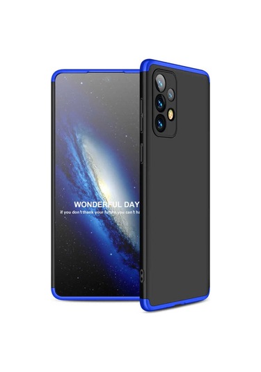 Samsung Uyumlu Galaxy A73 Kılıf Zore Ays Kapak Siyah-Mavi