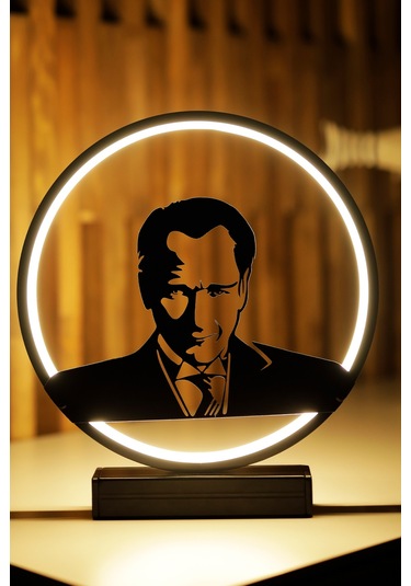 Modern Atatürk Portre Metal Led Masa Lambası Dekoratif Gece Lambası Özel Tasarım Işıklı Obje Mustafakemal