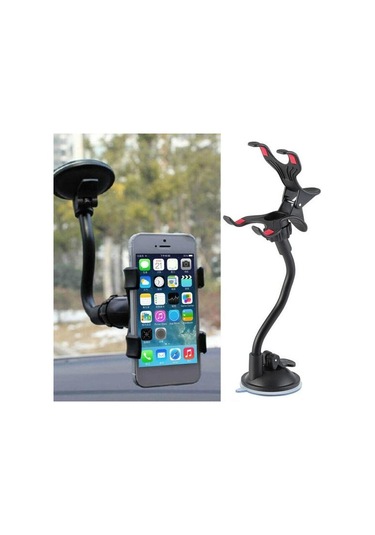 Jms Darbeye Dayanıklı Güçlü Emiş İçin Pratik Hafif Hortum Navigasyon Araç Cep Telefonu Tutucu Siyah