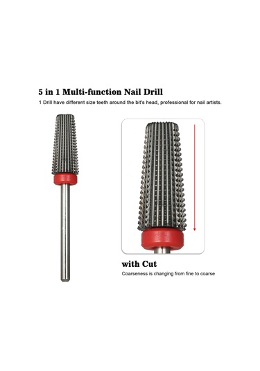 Teltree 5'li Tungsten Çelik Tırnak Freze Ucu Seti - 3/32'' İki Yönlü Gel Tırnak Temizleme Aparatı