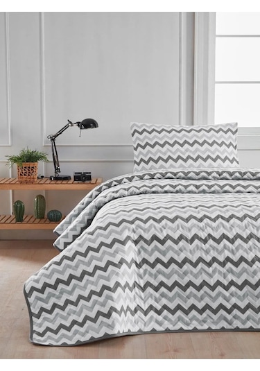 Suvay Kapitoneli Tek Kişilik Yatak Örtüsü Çift Taraflı Renkli Genç Ve Çocuk Odası Kapitone Yatak Örtüsü Gri