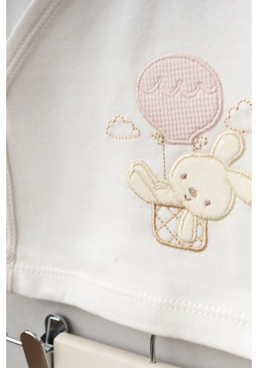 Bebitof Balonlu Tavşan Desenli 10 Parça Kutulu Yenidoğan Hastane Çıkışı Zıbın Seti Pudra