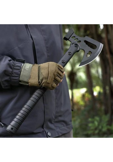 Valkyrie Çekiçli Outdoor Kamp Baltası Kılıflı Balta Siyah