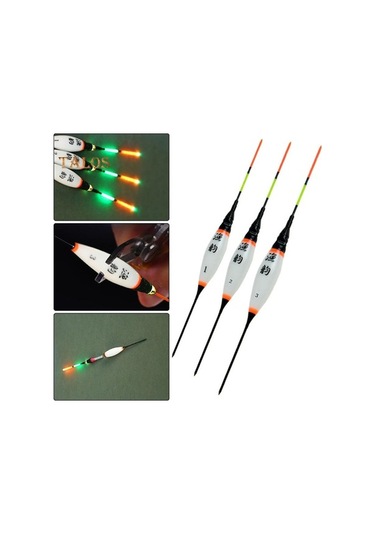 Pazly 3 Adet Led Işıkli Dikey Balıkçılık Şamandıra Bobber - Gece Balıkçılık İçin Uygun