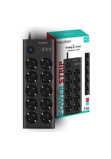 Ftr14 Type-c Girişli Akım Korumalı 10 Lu Priz, 3 Usb 1.5