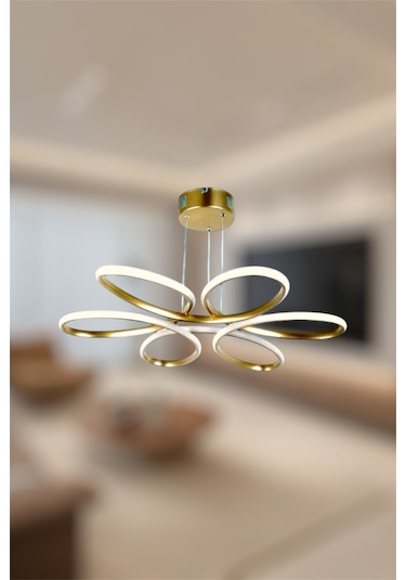 Modern Gold Papatya Tek Renk Beyaz&sarı&günşığı Led Avize Gold