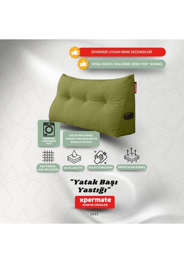 Yatak Başı Yastığı Sırt Ve Bel Destek Yastığı 140 Cm Yeşil