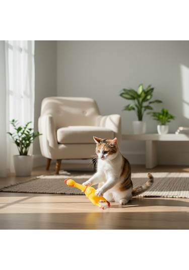 Runaway Ses Çıkaran Tavuk Kedi Köpek Oyuncağı 38 Cm.