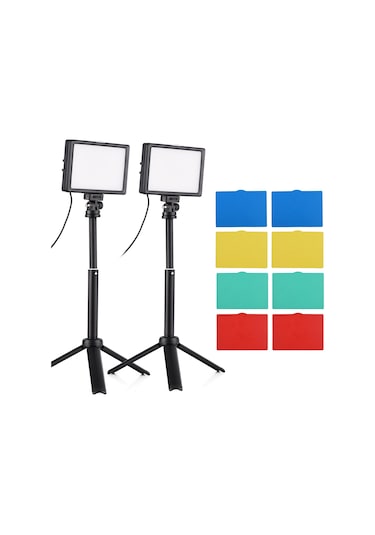 Andoer Masaüstü Fotoğrafçılığı 15w Led Video Işık Seti Siyah 2 Paket Siyah