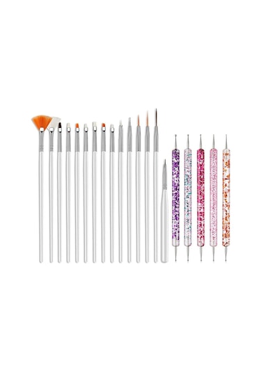5/20 Adet Tırnak Resim Fırçaları Seti Profesyonel Tırnak Malzemeleri Akrilik Uv Jel Çizim Süsleyen Manikür Tasarım Araçları Aksesuar Açık Sarı
