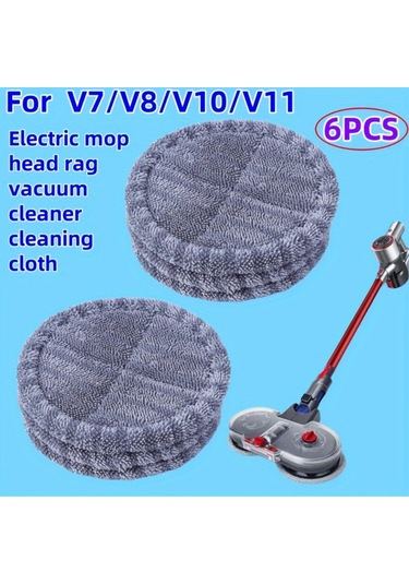 Boatshop1 6 Adet V6 V7 V8 V10 V11 V12 V15 Uyumlu Mikrofiber Mop Pedleri Islak Kuru Elektrikli Mop Başlığı Kolay Kurulum Zemin Temizleme Kumaşı