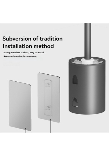 Banyo Tuvalet Fırçası Tutucu Temizlik Aletleri Duvara Monte Matkap Gerektirmez Gri