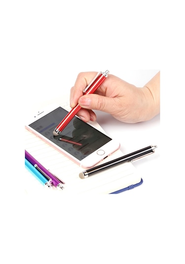 At-19 Gümüş Fiber Kalem Ucu Stylus Kapasitif Kalem Cep Telefonu Tablet Evrensel Dokunmatik Kalem Siyah