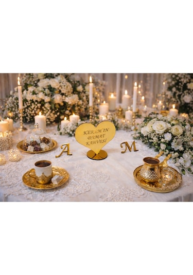 Damat Kahvesi İçin Şık Kalp Sunumluk Kişiye Özel No20005