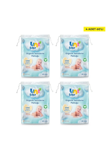Uni Baby Bebek Temizleme Pamuğu 60'lı X 4 Adet