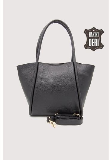 Hakiki Deri Kadın Organizerlı Omuz Çantası Siyah Smr9205 Siyah