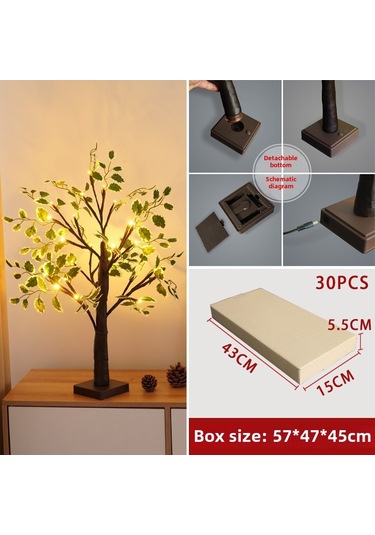 Folinda 60cm 24led Kahverengi Ağaç Işığı, Soğuk Beyaz, Zamanlayıcı Fonksiyonlu 6 Saat Açık/18 Saat Kapalı , Ev Dekorasyonu, Noel Partisi, Odalar İçin Led Aydınlatma Diğer