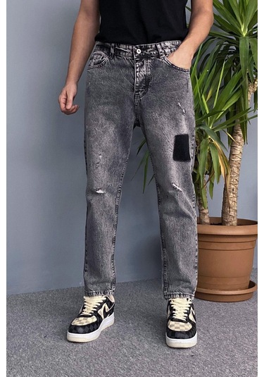 Yırtık Detaylı Antrasit Kot Pantolon Antrasit