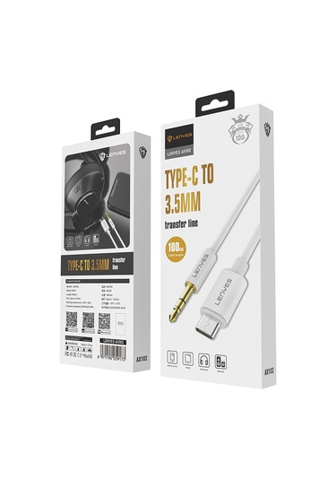 Lenyes Ax102 Type-c To 3.5mm Aux Audio Kablo 1m Beyaz Beyaz