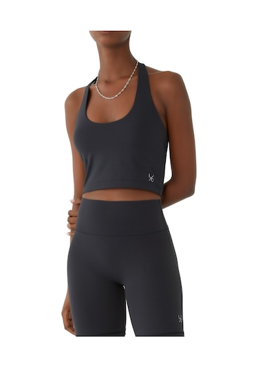 L Couture Halter Yaka Kadın Spor Sütyeni Siyah