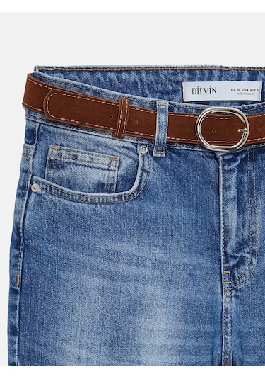 Dilvin 72296 Düşük Bel Kemerli Pantolon-mavi Mavi