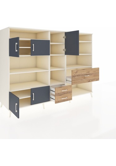 Kronos Dolap 13 Raflı 3 Çekmeceli 5 Kapaklı 220x59x163 Aytaşı-ant Aytaşı-antrasit/çam