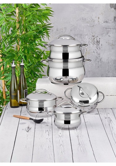 Globus 10 Parça Paslanmaz Çelik Tencere Seti Gümüş