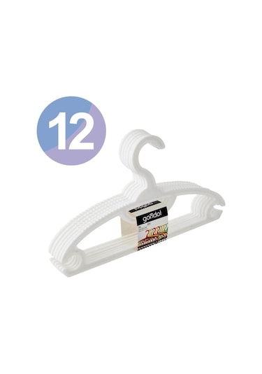 Gondol 12 Adet Çocuk Elbise Askısı Bebek Askısı G-93 Beyaz