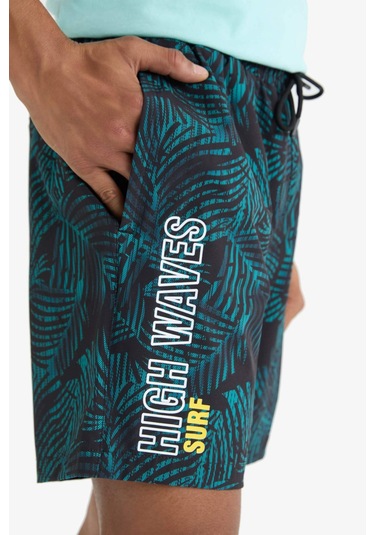 Defacto Defactofit Regular Fit Baskılı Esnek Dokulu Kısa Boy Sporcu Deniz Şortu A4185ax25hsbk81 Siyah