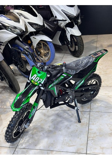 Enbest Benzınlı Çocuk Cros Motoru Hidrolik Frenler 7-17 Yaş Yeşil