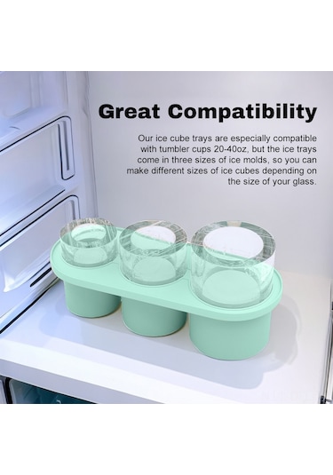 Dofolink Gıda Seviyesi Silikon Buz Kalıbı - Kapaklı 3 Boş Silindir Şekli, Yavaş Erime, Kolay Çıkarım - Kahverengi Çok Renkli