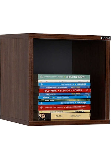 Adoremobilya Dekoratif Kare Duvar Rafı - Ispanyol Ceviz