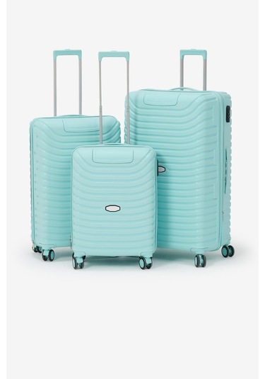 3'lü Set Silikon Kırılmaz Pp Unisex Turkuaz Valiz Pwvlz005 Turkuaz