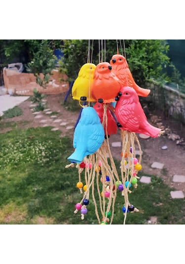 Dafniart 4 Lü Boncuklu Kuşlar Balkon Bahçe Duvar Dekoru
