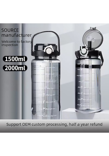 Mufunye 1500ml Fıstık Kırmızısı Şeffaf Spor Su Böceği - Dış Mekan, Egzersiz İçin Dayanıklı, Isıya Dayanıklı, Pipetli Büyük Kapasiteli Su Kabı Toptan Satış Kırmızı