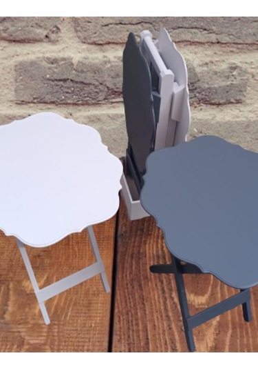 1448bng90090çanta Zigon Sehpa Yonca Dörtlü Model Ahşap Mdf Beyaz Ve Gri Renk Uyum El Yapım