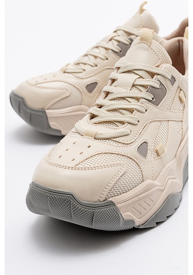 Luvishoes Lecce Kadın Spor Ayakkabı - Ekru - Gri